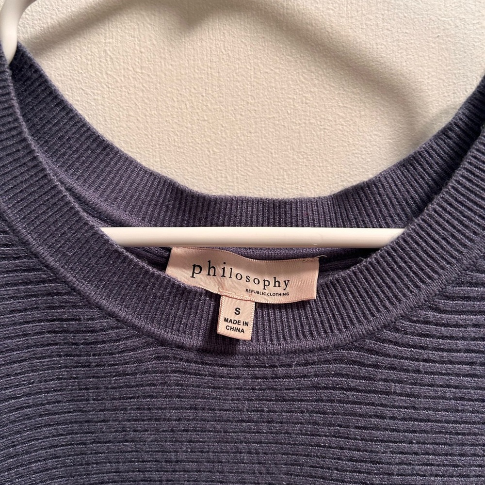 Philosophy Women’s Blue Ribbed Batwing Sweater Size S